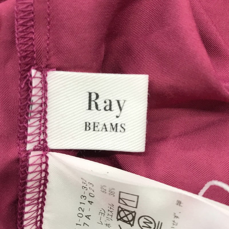 【29058】 Ray Beams レイビームス 長袖ブラウス ワインレッド サイズM相当 フリル 可愛い 薄手 オシャレ 袖ゴム レディース