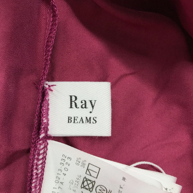 【29151】 新古品 Ray Beams レイビームス 長袖ブラウス ワインレッド XSサイズ相当 シンプル オシャレ ゆったり ギャザー レディース