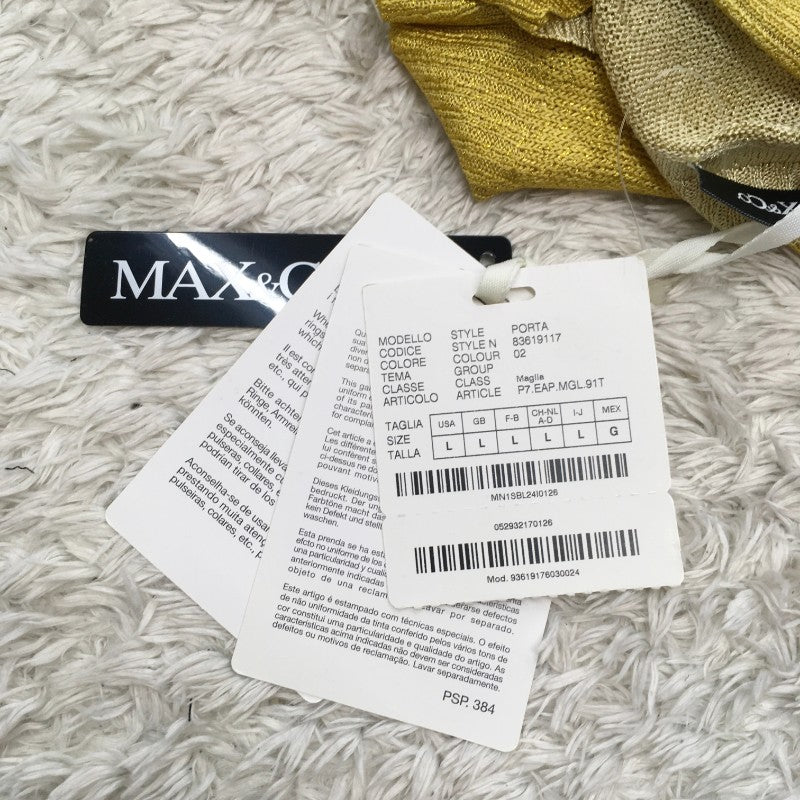 【29194】 新古品 MAX&Co. マックスアンドコー 七分袖シャツ サイズL ゴールド ゴージャス シンプル かっこいい オシャレ レディース
