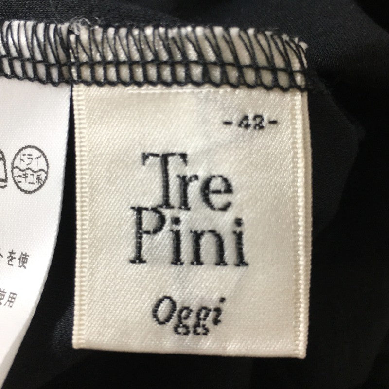 【29196】 Tre Pini Oggi オッジ 半袖シャツ サイズ42 / 約L ブラック タグ付き レースデザイン 大人可愛い  レディース 定価9900円