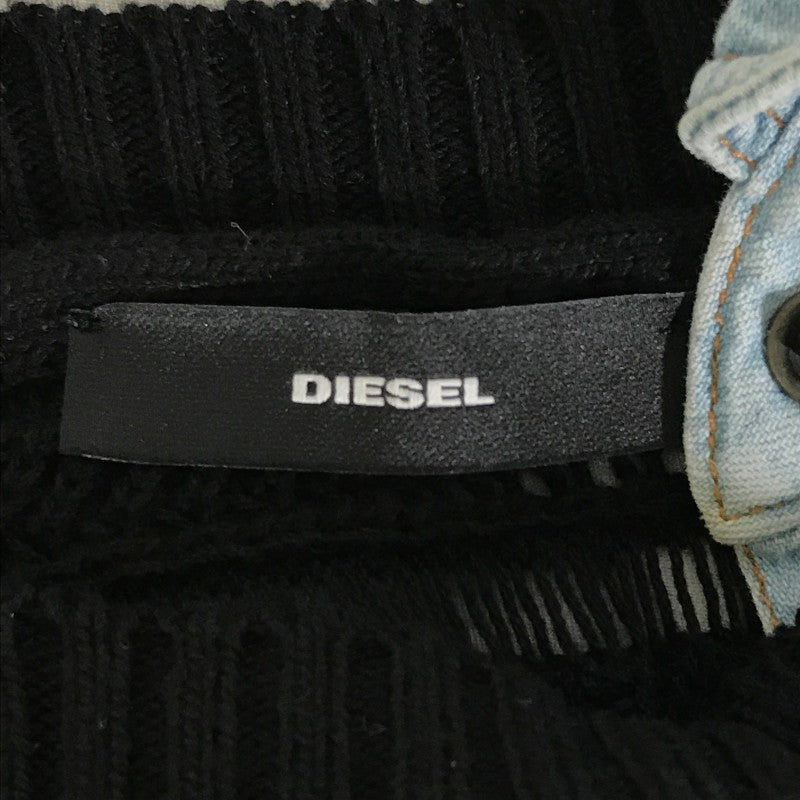 【29227】 新古品 DIESEL ディーゼル ニット サイズXS ブラック 襟デニム Vネック 重ね着 可愛い オシャレ 個性的 レディース