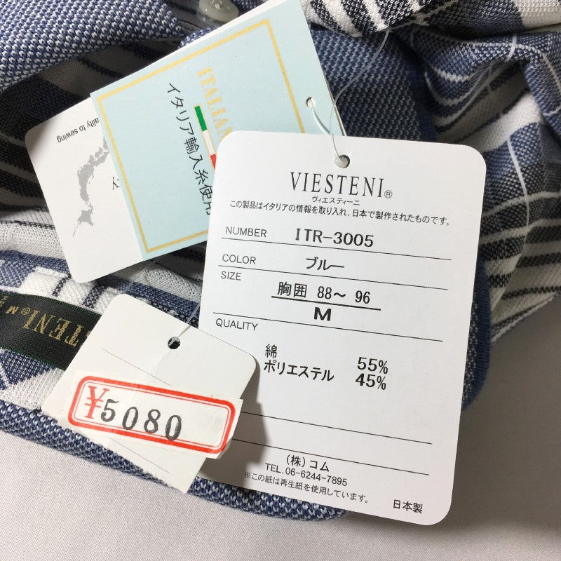 【29228】 新古品 VIESTENI ヴィエスティーニ ポロシャツ カットソー サイズM ブルー ボーダー 爽やか かっこいい オシャレ メンズ