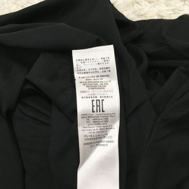 【29280】 新古品 DIESEL ディーゼル 七分袖Tシャツ カットソー サイズXXS ブラック グラフィック プリント カットオフ レディース