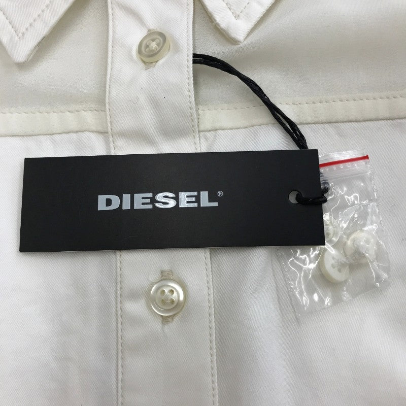 【29343】 新古品 DIESEL ディーゼル 長袖シャツ サイズXS ホワイト シンプル かっこいい バイカラー ポケットレス おしゃれ レディース