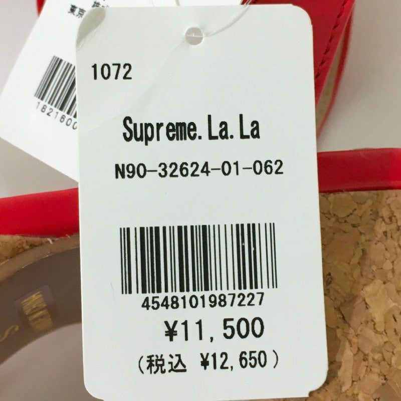 【29401】 新古品 Supreme.La.La. シュープリームララ サンダル 靴 サイズS レッド エナメル素材 コルクヒール レディース 定価11500円
