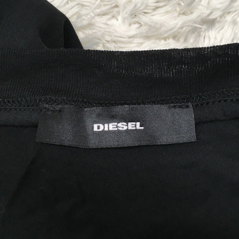 【29434】 新古品 DIESEL ディーゼル 七分袖Tシャツ カットソー サイズXXS ブラック グラフィック プリント カットオフ レディース