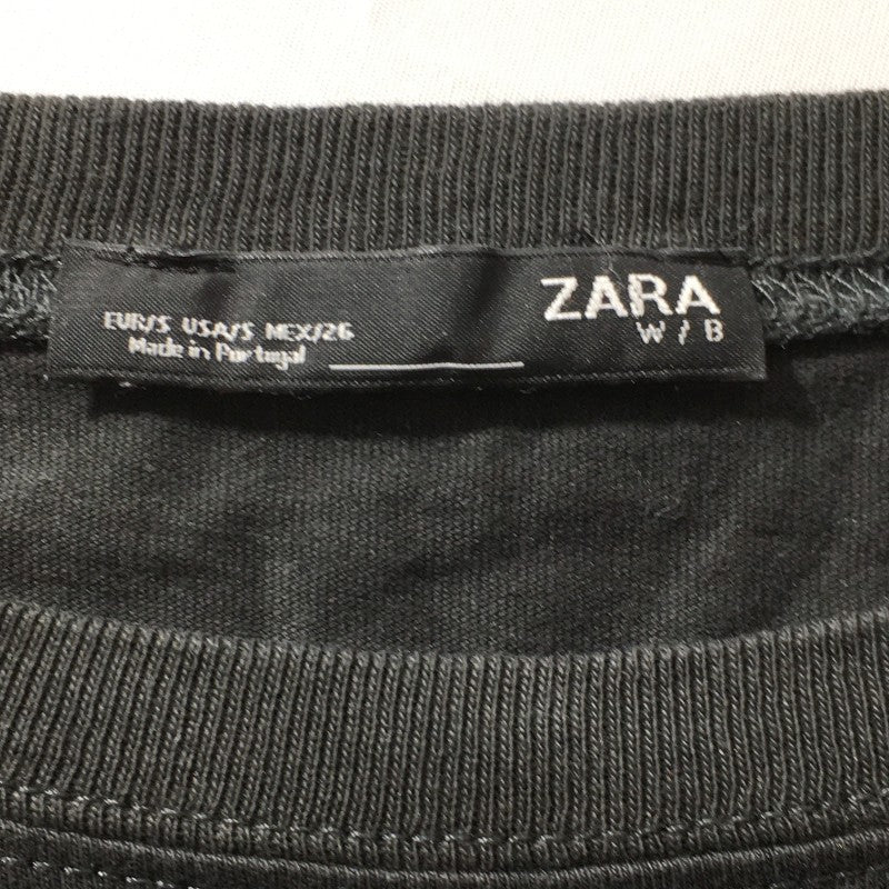 【29444】 ZARA ザラ 長袖Tシャツ ロンT カットソー サイズS ブラック 丸首 シンプル 無地 カジュアル スマート かっこいい メンズ