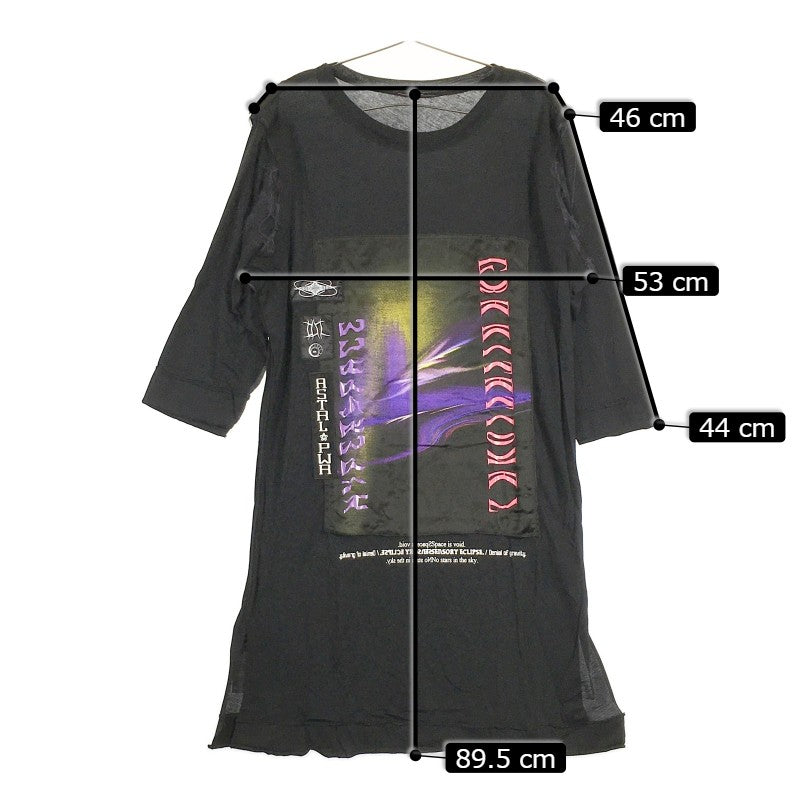 【29449】 新古品 DIESEL ディーゼル 七分袖Tシャツ カットソー サイズXXS ブラック 大きいプリント シンプル オシャレ レディース