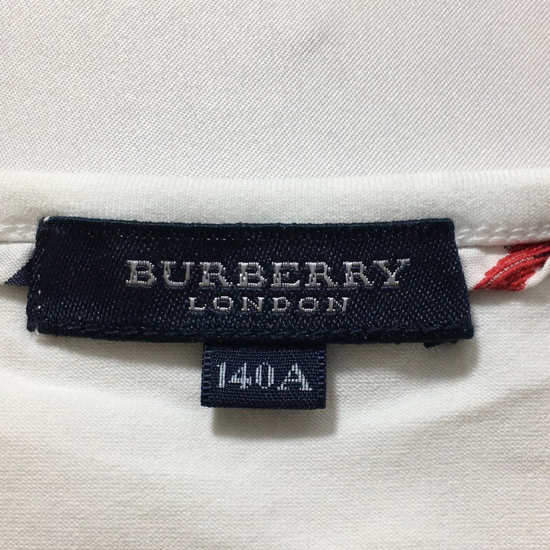 【29594】 BURBERRY バーバリー 半袖シャツ サイズ140A ホワイト 140cm相当 パフスリーブ トリコロール おしゃれ プリント キッズ