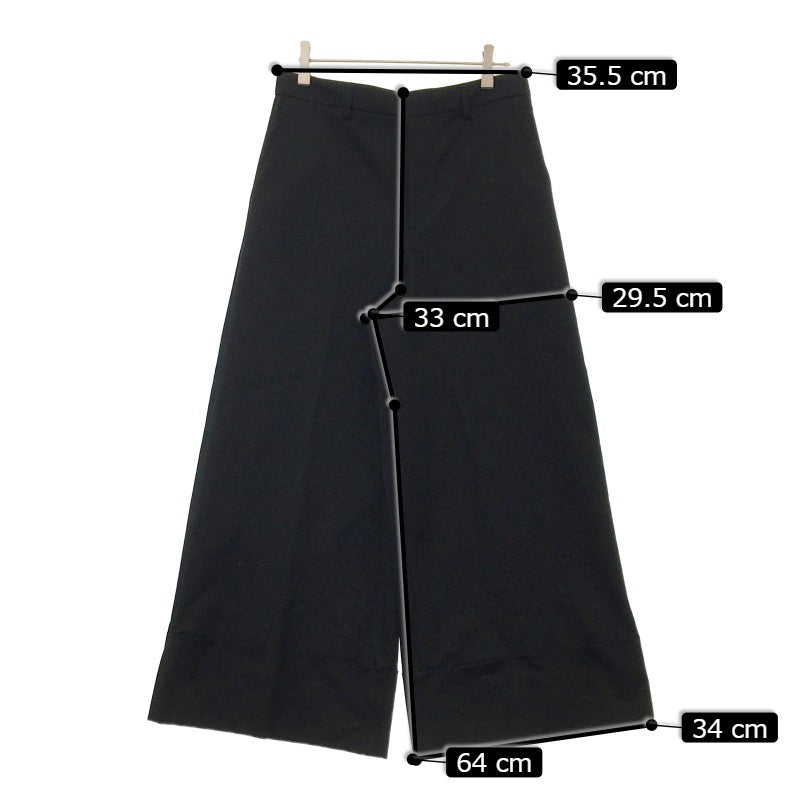 【29644】 Area Free 自由区 ワイドパンツ サイズ42 ブラック サイズXL(LL)相当 裾が折ってある シンプル 前留め金とボタン レディース