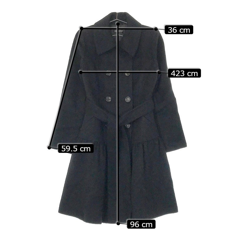 【29687】 FRAGILE フラジール ロングコート サイズ36 / 約S ブラック 暖かい素材 防寒 カッコいい オシャレ  レディース