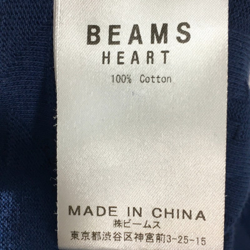 【29735】 BEAMS HEART ビームスハート 半袖Tシャツ カットソー サイズS ブルー Vネック 模様 かっこいい オシャレ 爽やか メンズ