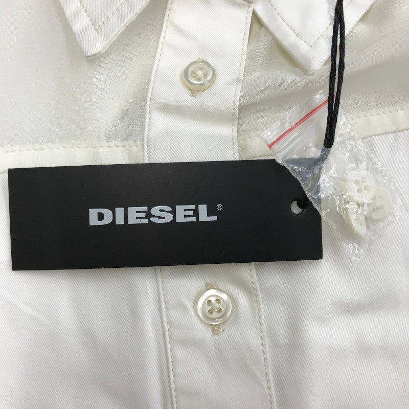 【29801】 新古品 DIESEL ディーゼル 長袖シャツ サイズXS ホワイト バイカラー カジュアル おしゃれ トレンド 滑らか 肌さわり レディース