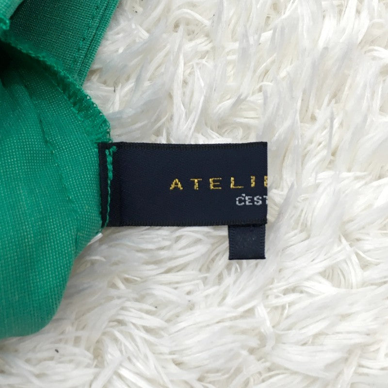 【29833】 ATELIERSIX アトリエシックス ロングスカート サイズ38 / 約M グリーン 飾りボタン 横ファスナー 後ろゴム レディース