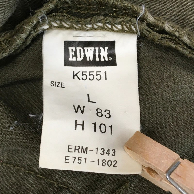 【29922】 EDWIN エドウィン ハーフパンツ サイズL カーキ コットン100% デニム ベルトループ カッコいい 渋い ファスナー メンズ
