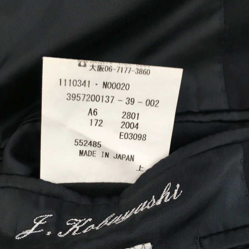 【29923】 Durban ダーバン テーラードジャケット サイズA6 / 約L ブラック シャドウストライプ ビジネス 背抜き サイドベンツ メンズ
