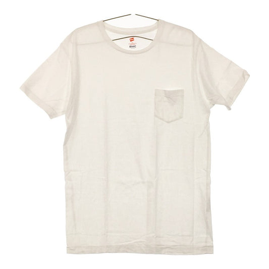 【29978】 Hanes ヘインズ 半袖Tシャツ カットソー サイズL ホワイト 丸首 胸ポケット シンプル 無地 カジュアル かっこいい メンズ