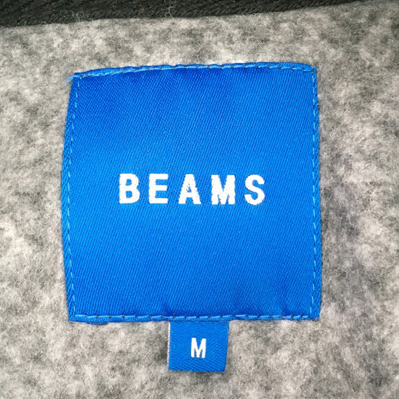 【29998】 BEAMS ビームス コート サイズM グレー 無地 フード付き 裏起毛 前ボタン 前ジップアップ 2ポケット 防寒 人気 メンズ