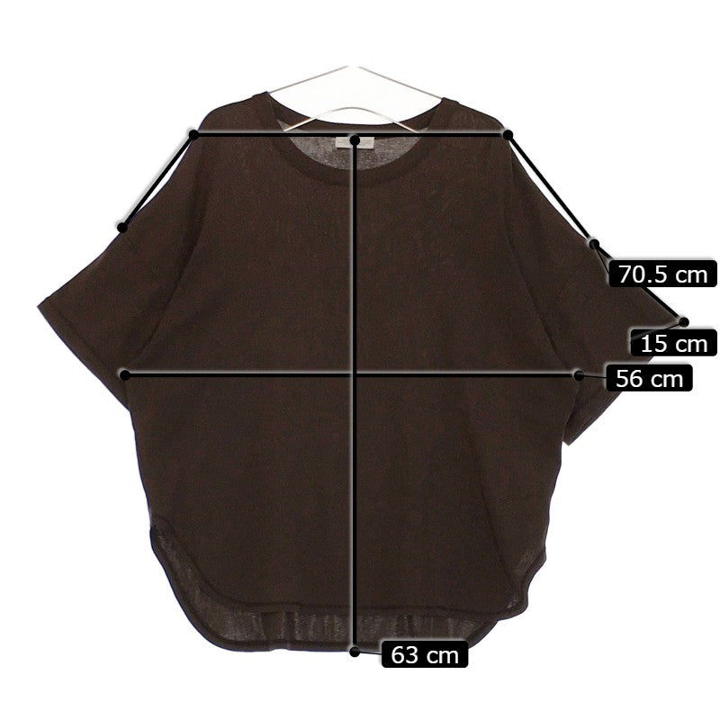 【30052】 LISSAGE リサージ 半袖シャツ ダークブラウン サイズL相当 ゆったり感 オシャレ 可愛い シンプル 無地 丸首 レディース