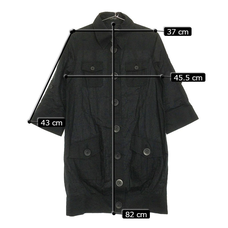 【30070】 ATSURO TAYAMA アツロウタヤマ 七分袖シャツ サイズ4 / 約S ブラック チュニック ゆったり 羽織り カジュアル レディース