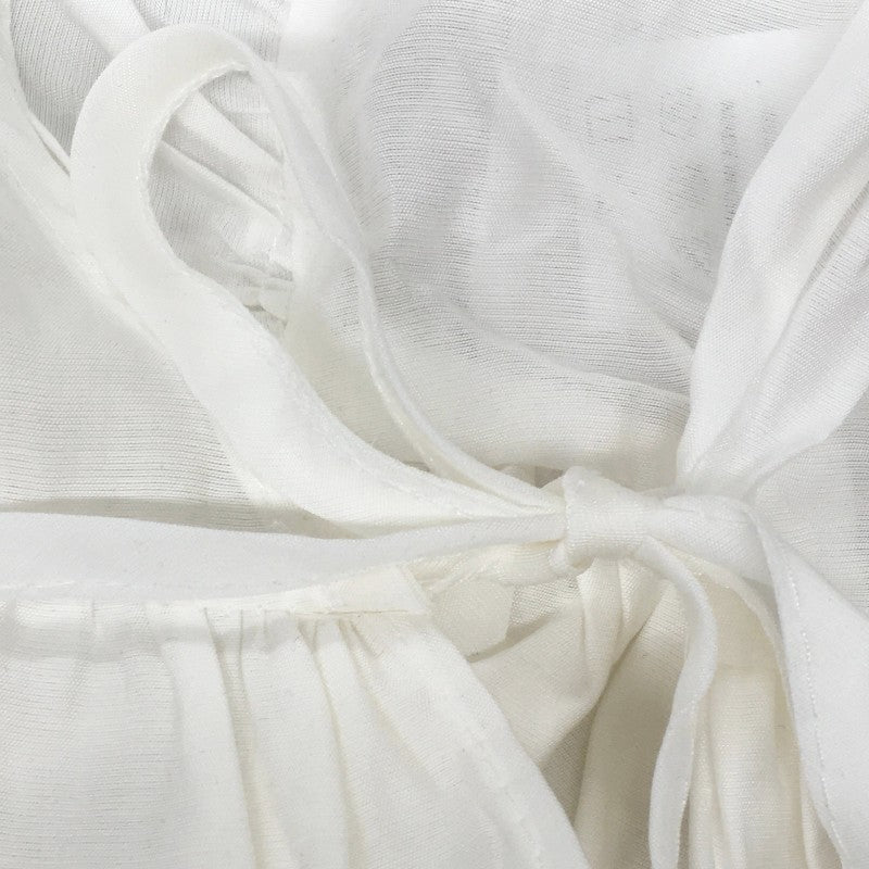 【30142】 新古品 CHENE DE MAISON シェヌデメゾン 半袖ブラウス ホワイト サイズS相当 シアーシャツ バルーンスリーブ フリル レディース