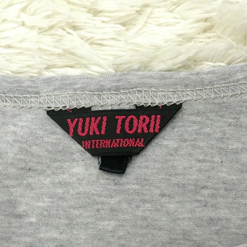 【30176】 YUKI TORII ユキトリイ 長袖Tシャツ ロンT カットソー サイズ38 / 約M ライトグレー フロントラインストーン レディース