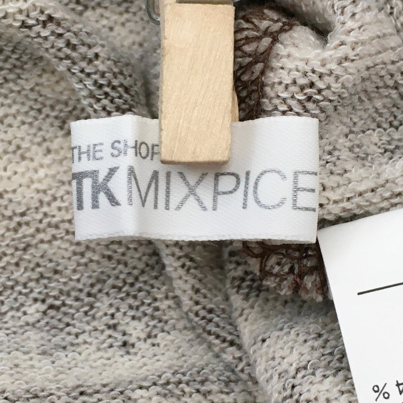【30311】 THE SHOP TK MIXPICE ザショップティーケーミクスパイス 半袖ブラウス サイズF ブラウン 薄手 ラウンドネック ニット レディース