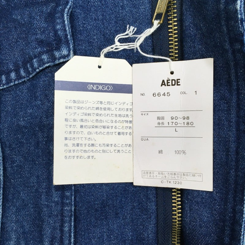 【30369】 新古品 AEDE デニムジャケット Gジャン サイズL ネイビー リラックスムード ジージャン カジュアル ジップアップ メンズ