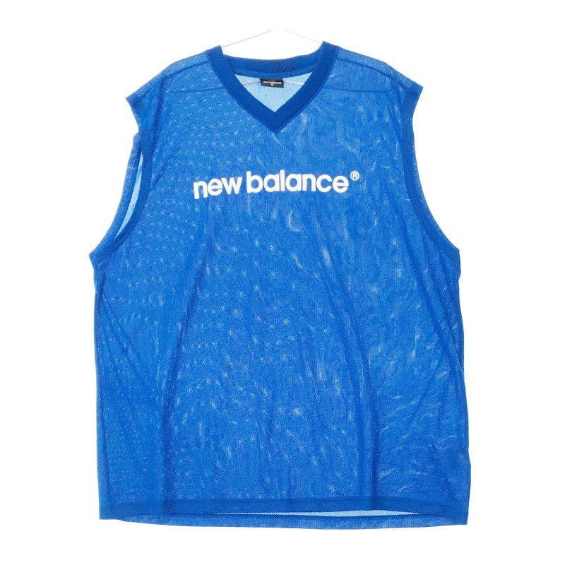 【30386】 NEW BALANCE ニューバランス ベスト サイズ5L ブルー ブランドロゴ Vネック 薄手 スポーツ 動きやすい シンプル メンズ