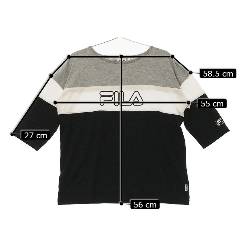 【30390】 FILA フィラ 半袖Tシャツ カットソー サイズL ブラック カジュアル シンプル 胸ロゴ入り 七分袖 スポーティー メンズ