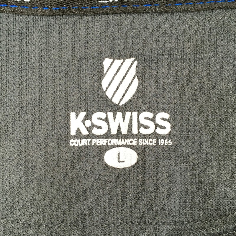 【30395】 K・SWISS ケースイス 半袖Tシャツ カットソー サイズL グレー カジュアル 胸ロゴ入り スポーティー メッシュ メンズ