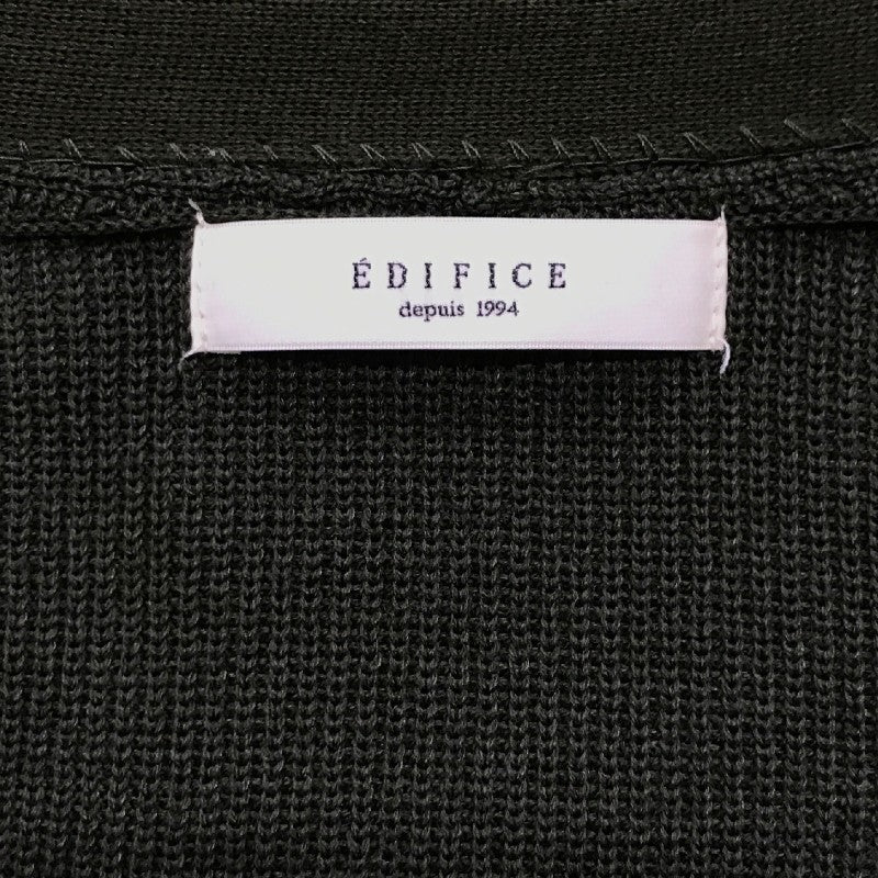 【30531】 EDIFICE エディフィス カーディガン サイズM グリーン ボタンなし シンプル 薄手 羽織り 動きやすい レディース