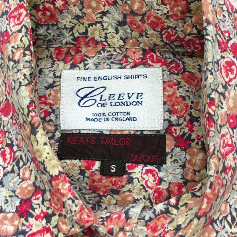 【30595】 Cleeve of London クリーブオブロンドン 長袖シャツ サイズS レッド 花柄 総柄 フェミニン かわいい オシャレ レディース