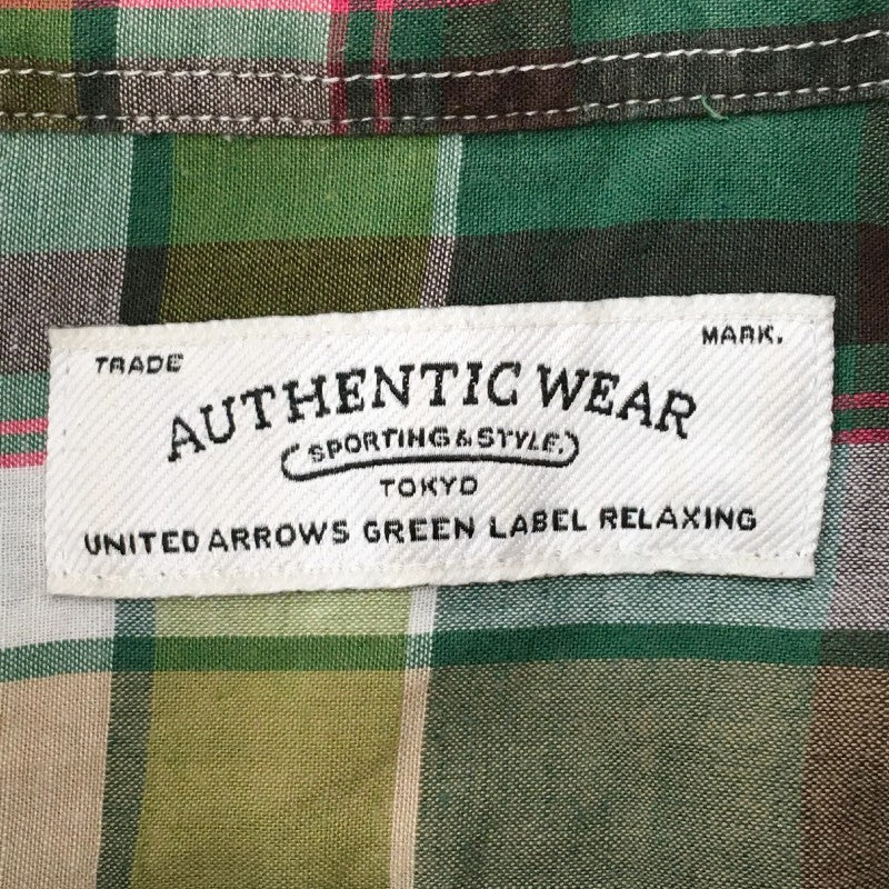 【30604】 AUTHENTIC WEAR United Arrows オーセンティックウェアユナイテッドアローズ 七分袖シャツ サイズXL グリーン メンズ