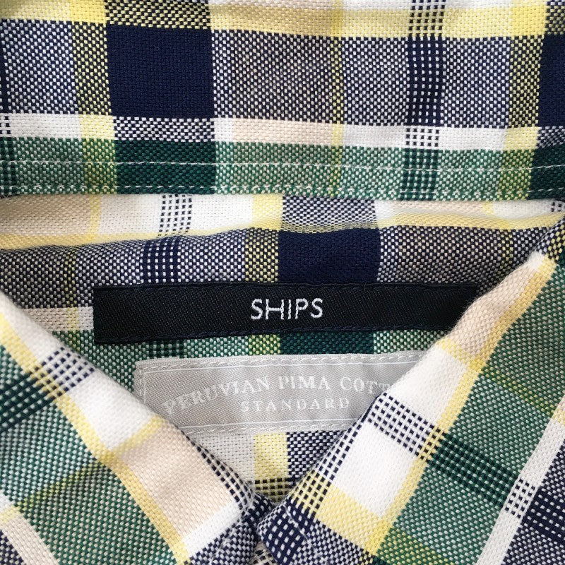 【30621】 SHIPS シップス 長袖シャツ ネイビー Lサイズ相当 チェック柄 オシャレ フォーマル スタイリッシュ かっこいい メンズ