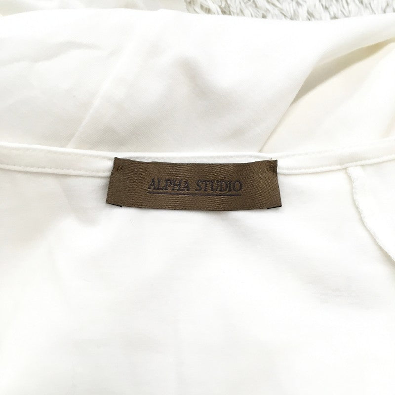 【30642】 ALPHA STUDIO アルファスタジオ 七分袖Tシャツ カットソー サイズ42 / 約XL(LL) ホワイト カジュアル 無地 レディース