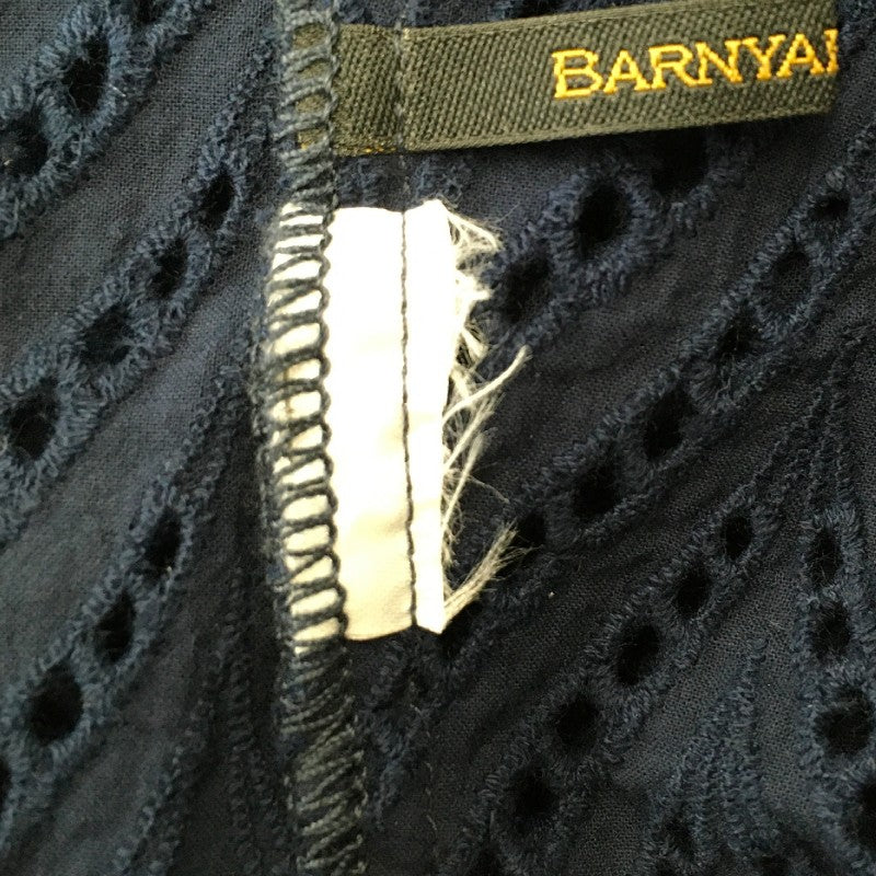 【30691】 BARNYARDSTORM バンヤードストーム 半袖シャツ ネイビー サイズF相当 シースルー 刺繍 オシャレ ふんわり 体型カバー レディース