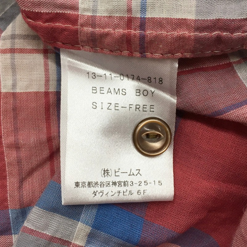 【30823】 BEAMS BOY ビームスボーイ 長袖シャツ サイズF レッド チェック カジュアル スマート 爽やか かっこいい オシャレ メンズ