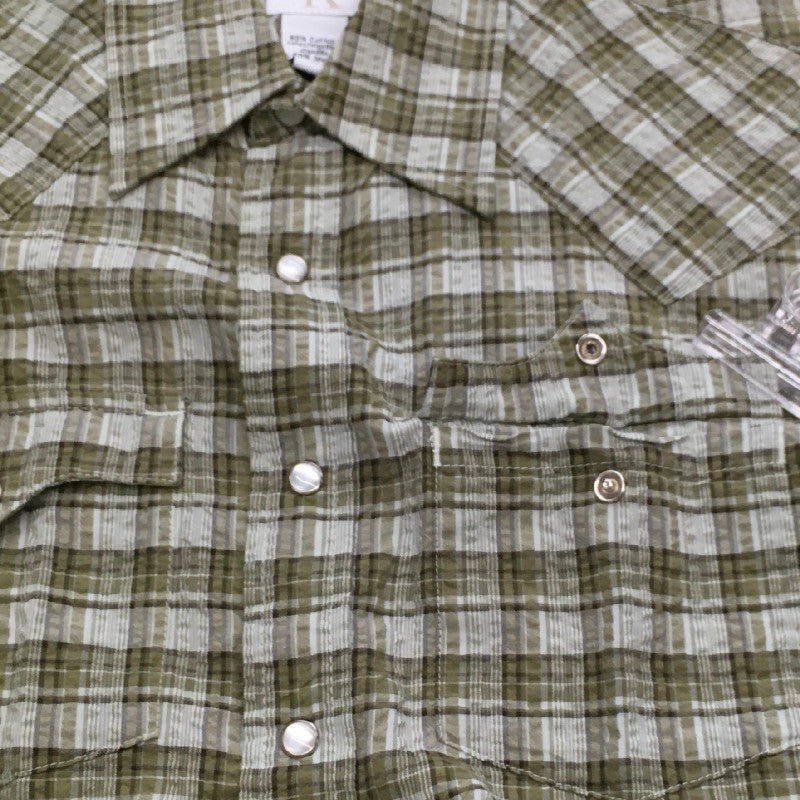 【30922】 Calvin klein Jeans カルバンクラインジーンズ 半袖シャツ サイズS グリーン マドラスチェック柄 清涼感 オシャレ メンズ