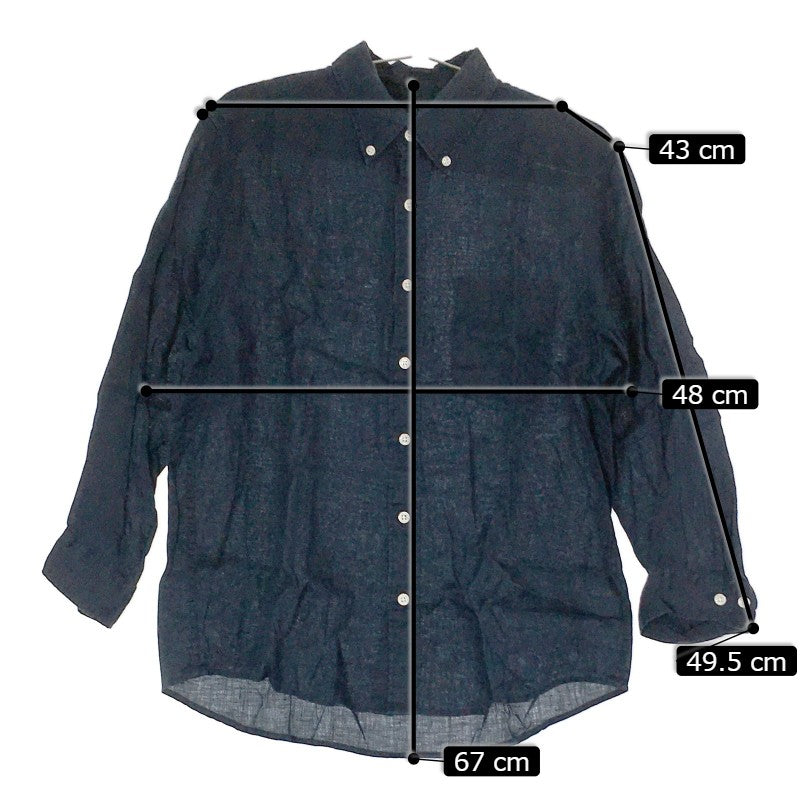 【30949】 無印良品 ムジルシリョウヒン 七分袖シャツ サイズS ネイビー シンプル 無地 ボタンダウンシャツ スタイリッシュ メンズ