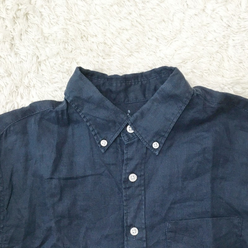 【30949】 無印良品 ムジルシリョウヒン 七分袖シャツ サイズS ネイビー シンプル 無地 ボタンダウンシャツ スタイリッシュ メンズ