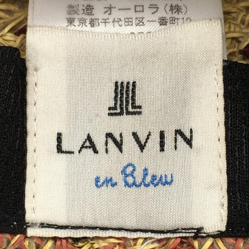 【30950】 新古品 LANVIN en Bleu ランバンオンブルー ハット 帽子 サイズM-S ベージュ リボン 編み込みデザイン アクセント レディース