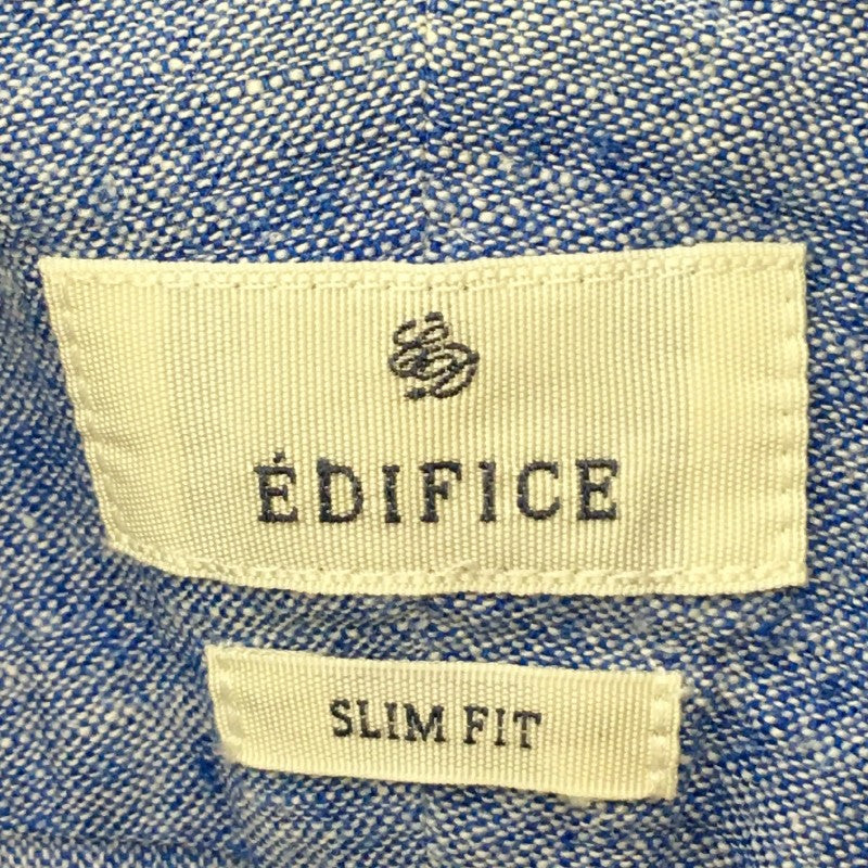 【30956】 EDIFICE エディフィス 長袖シャツ サックスブルー サイズS相当 日本製 カジュアル 清涼感 爽やか 無地 シンプル メンズ