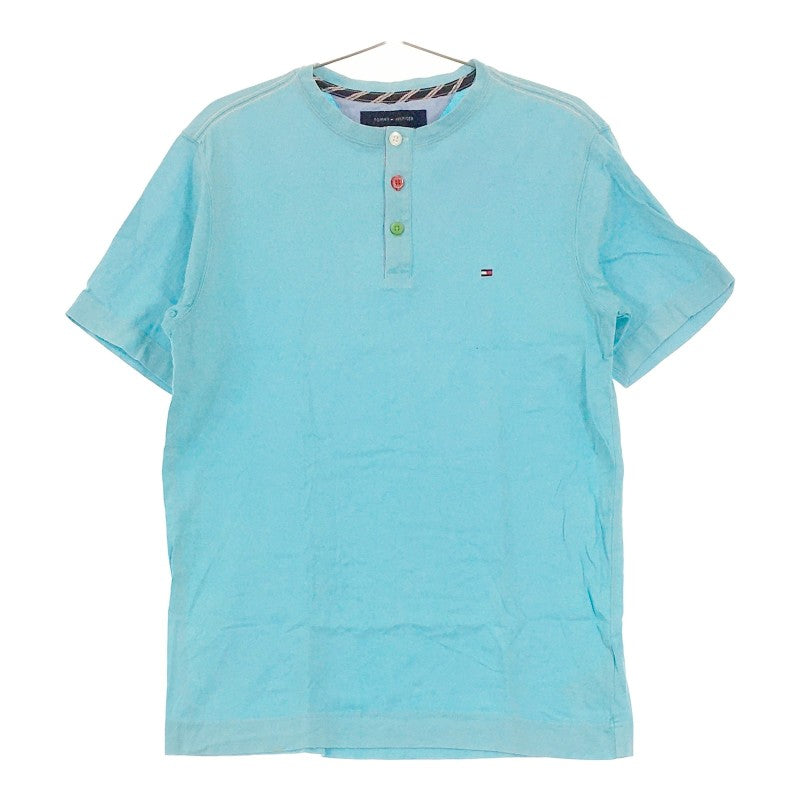 【31044】 TOMMY HILFIGER トミーヒルフィガー 半袖Tシャツ カットソー サイズS ライトブルー ロゴマーク刺繍 シンプル 綿100% メンズ