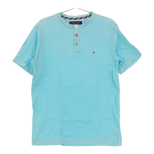 【31044】 TOMMY HILFIGER トミーヒルフィガー 半袖Tシャツ カットソー サイズS ライトブルー ロゴマーク刺繍 シンプル 綿100% メンズ