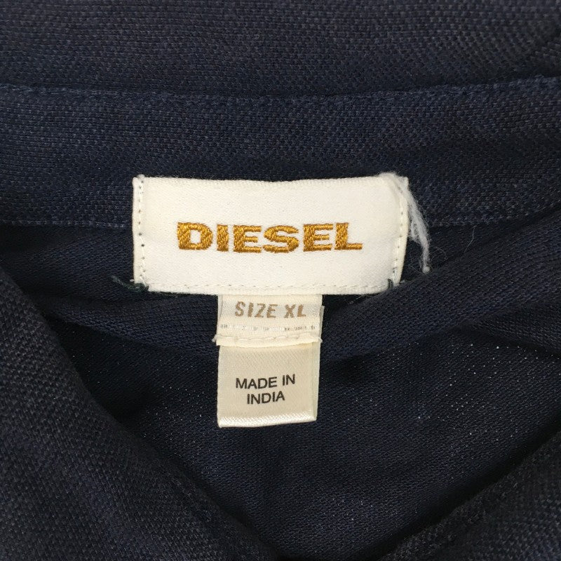 【31200】 DIESEL ディーゼル ポロシャツ カットソー サイズXL ネイビー 胸元プリント かっこいい シンプル カジュアル メンズ