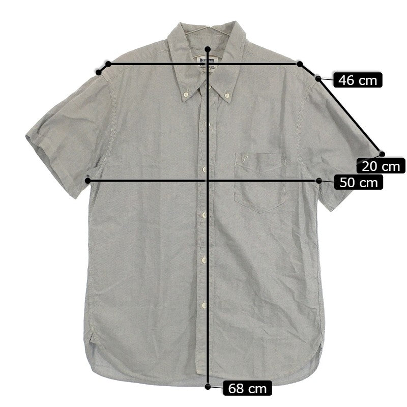 【31203】 Pherrow's フェローズ 半袖シャツ サイズ40 / 約L グレー コットン100% カジュアル 清涼感 涼し気 肌触り良い ボタン メンズ