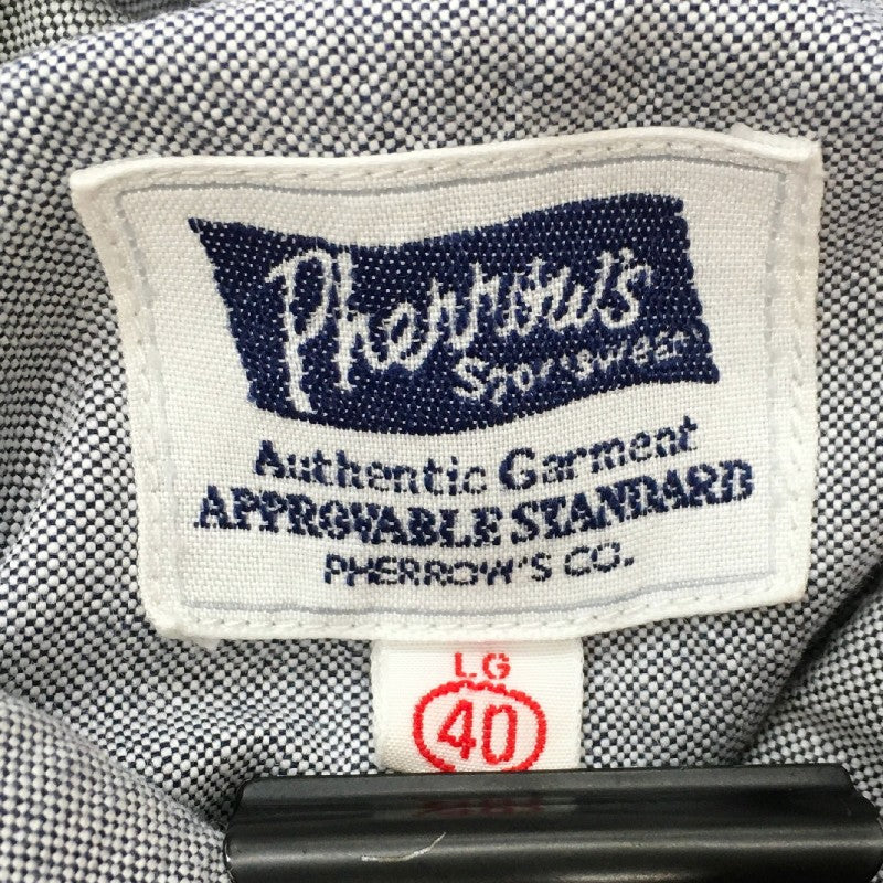 【31203】 Pherrow's フェローズ 半袖シャツ サイズ40 / 約L グレー コットン100% カジュアル 清涼感 涼し気 肌触り良い ボタン メンズ