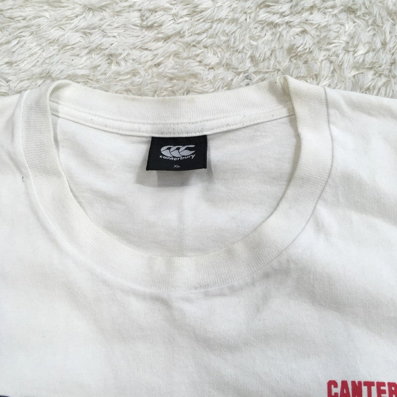 【31214】 canterbury 半袖Tシャツ カットソー サイズXL(LL) ホワイト ブランドのロゴ入り 左腕に数字 シンプル 右胸にマーク メンズ