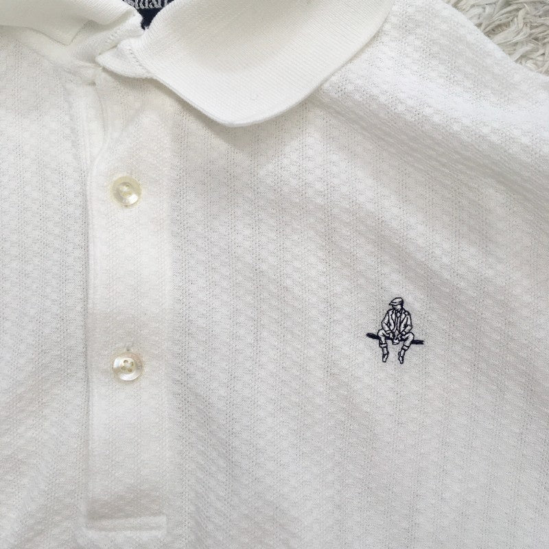 【31218】 PAUL STUART ポールスチュアート ポロシャツ カットソー サイズL ホワイト ロゴマーク オシャレ シンプル 合わせやすい メンズ